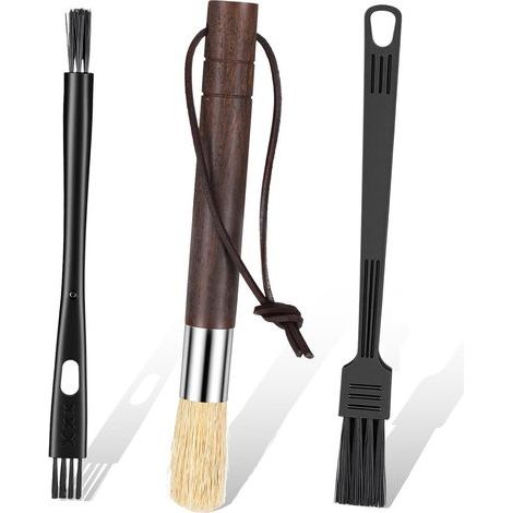 Lot de 3 brosses à café, brosses à expresso avec manche en palissandre, brosses à tête 3D, pour baristas et cuisines à domicile (1/5)