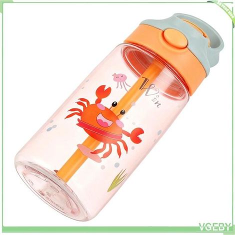 Fafeicy bouteille d'eau en paille Bouteille d'eau pour enfants, dessin animé, écologique, table batterie Crabe jaune série océan (1/5)