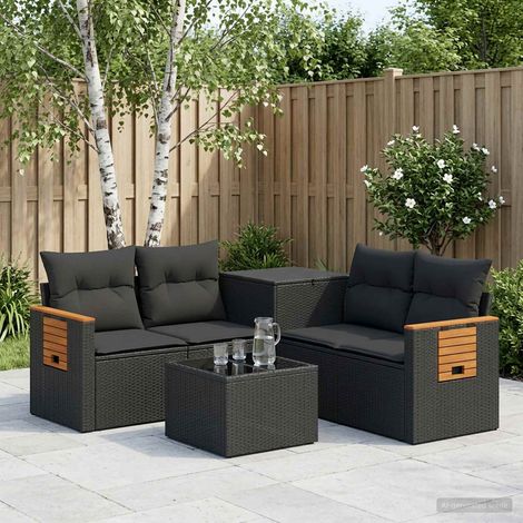 vidaXL Set di divani 6 pz Nero Rattan sintetico e Acciaio (1/5)