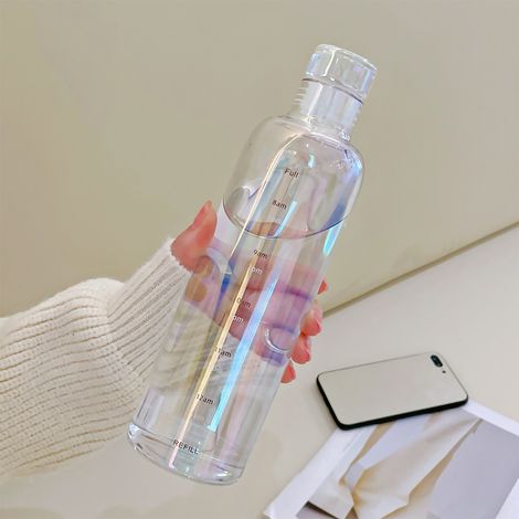 Time Bottle, Borosilikatglas [500 ml/700 ml Sport-Trinkflasche, Transparent Aurora Smoke Grey] Auslaufsicher, mit Hydratationsanzeige (1/5)