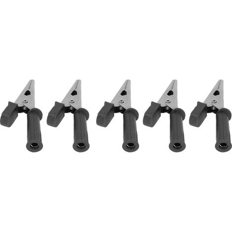10 Pinces crocodiles en laiton isolé avec douilles 4mm, ouverture 10mm, 20A, lot de 10, J.60046, noir (1/5)
