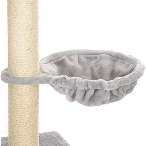 1 - Niche Pour Chat - Hamac Arbre À Chat - Design Animal - Cadre Métal Et Peluche - Pour Détente Et Observation - Gris - 30x30cm