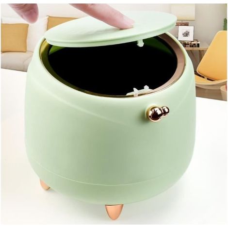 Poubelle de Table avec Couvercle à Bouton-Poussoir, Petite Poubelle Poubelle de Table Hermétique Anti-Odeur, Mini Poubelle