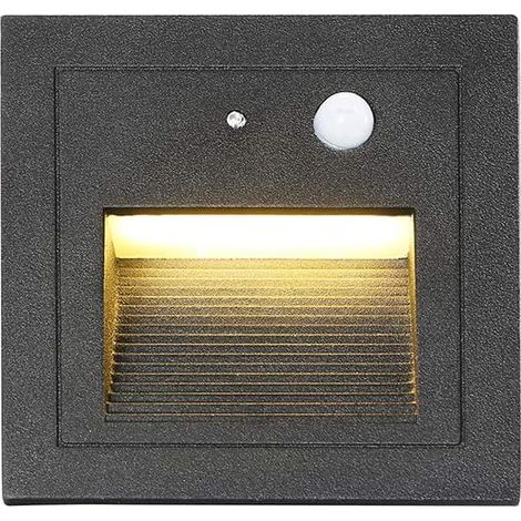 Spot mural encastré LED Ineasicer (lot de 1) 3 W, éclairage d'escalier avec détecteur de mouvement, éclairage encastré au sol, blanc chaud 2800 K