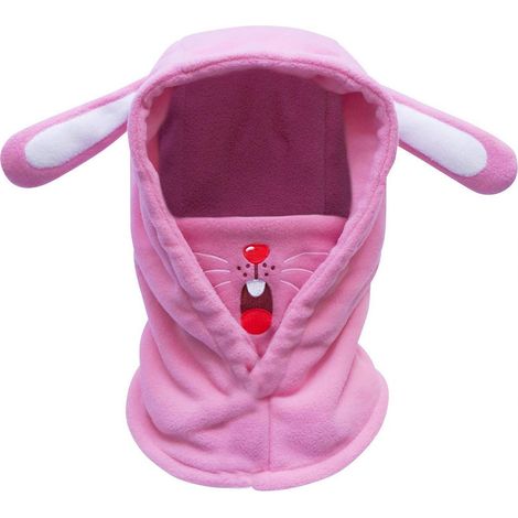 Kinder Sturmhaube mit Hasenohren, Thermo-Fleece, winddicht, rosa (1/4)