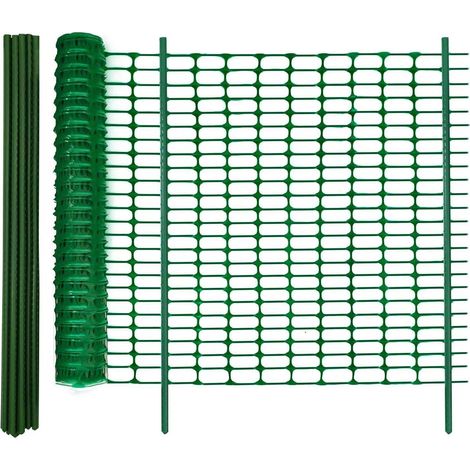 Clôture de délimitation, 100 cm de haut, 30 m de long, piquets de 25 x 115 cm de haut, 100 serre-câbles, clôture mobile pour chien, clôture de jardin pour jardin, maison, cour (1/5)
