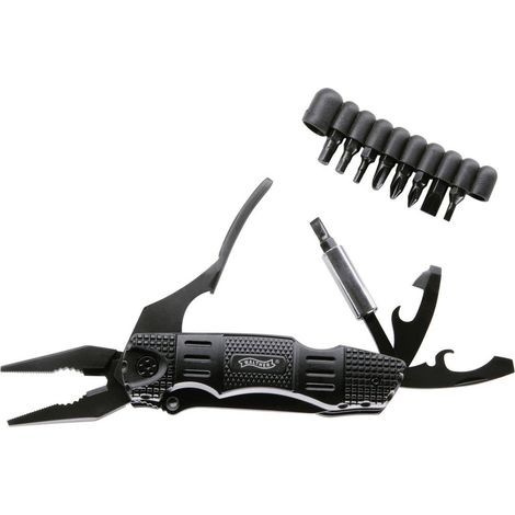 Walther MultiTacKnife MTK 5.0718 Couteau multifonction avec étui, avec set d'embouts, avec clip Nombre de fonctions 18 (1/4)