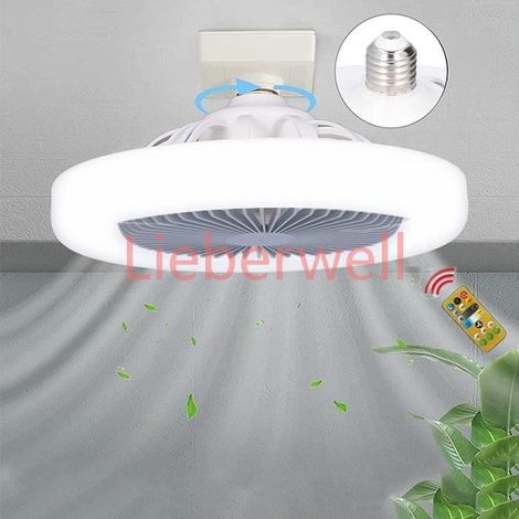 LED Fan Plafonnier,YSTP 25cm Lampe de ventilateur LED ventilateur de plafond dimmable Avec télécommande 30W(Gris) (1/4)