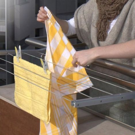 TrAdE Shop Traesio - Aste Per Stendibiancheria Fisse Per Ringhiera Balcone Stendino Da Esterno Bracci - (1/4)