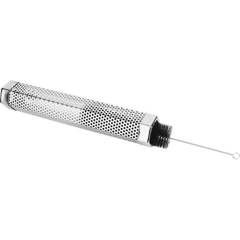 Tube fumoir de 30 cm en acier inoxydable pour granulés de bois, avec brosse et crochet. (1/5)