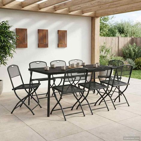 Gartenmöbel Set 7 pcs Anthrazit Eisen und Stahl