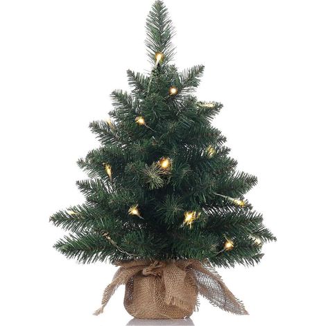 Mini sapin de Noël artificiel, mini sapin avec lumières, sapin de Noël artificiel en pin, adapté pour table ou bureau (55cm) (1/5)