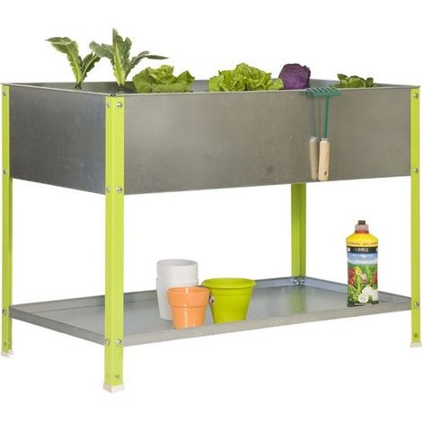SimonRack - Pflanzkübel galvanisiert/grün 140L mit Regal - UrbanGarden Top 850x900x600 galvanisiert. (1/2)