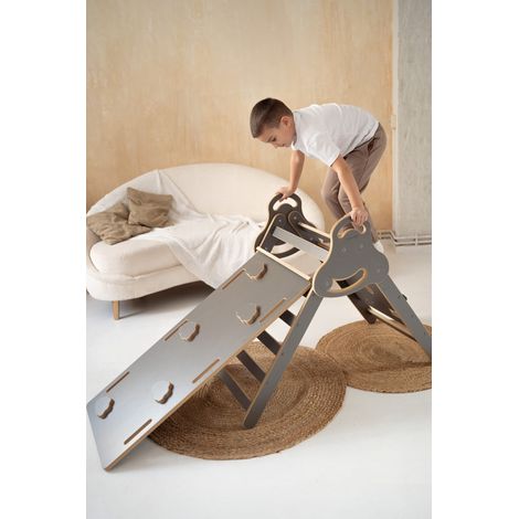Scala Pikler PARETE DA ARRAMPICATA + scivolo GRANDI NUVOLE - grigio (1/5)