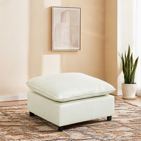 Pouf coloris blanc crème en polyester Sperrholz 75 x 75 x 40 cm (1/5)