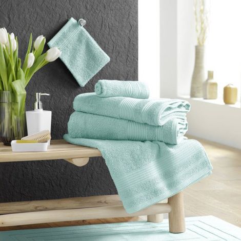 Serviette ou drap de bain en coton 90 x 150 cm Tendresse vert d eau (1/4)
