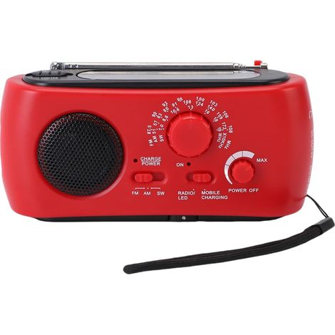 Radio de la Manivelle Solaire, d'urgence AM/FM/SW, Banque Lampe (1/5)