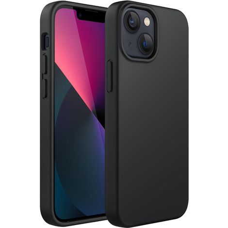 Handyhülle Silikon iPhone 13 Stoßfest Mikrofaser Schwarz (1/5)