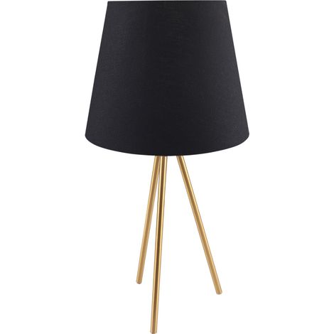 Lampe de table dorée abat-jour noir E27 20W ELENA Polux (1/4)