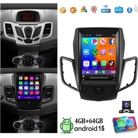 Autoradio GPS Android 15 de 9,7 pouces pour Ford Fiesta (2009-2014) avec CarPlay, Wi-Fi et RDS BT - 4+64G CAM (1/5)