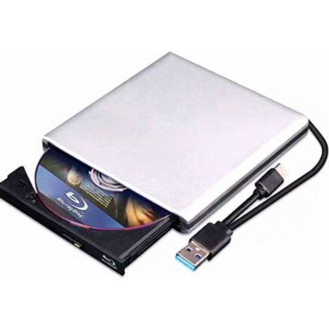 Lecteur Blu-ray/DVD externe avec 3D, connexion USB 3.0 et Type-C, lecteur optique CD/DVD fin