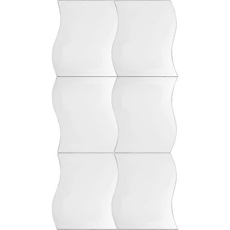 Ensemble de 6 stickers muraux miroir carrés, motif vagues argentées, pour la décoration de la chambre d'enfant. (1/4)
