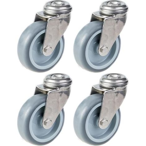 Roulette - 75mm - Inox - Pivotante - Lot de 4 - Charge 240kg (1/4)