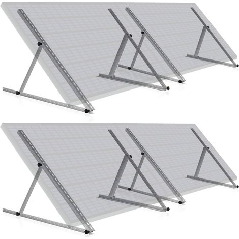 Zelsius Aluminium Solarmodul Halterung, von 0 bis 90 Grad, für vier Panele, Stützstange 114 cm