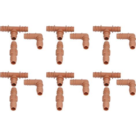 18-teiliges Bewässerungsarmaturenset, brauner Schlauchverbinder mit Widerhaken für 16-mm-Schläuche (1/5)