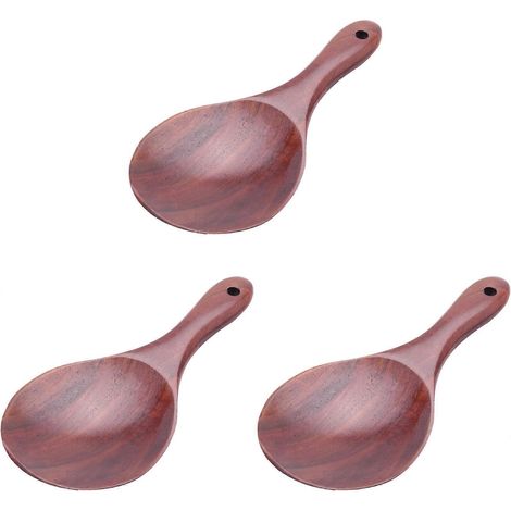 3X Teak bois cuillère solide riz palette Big pomme de terre service cuisine ustensiles (1/5)
