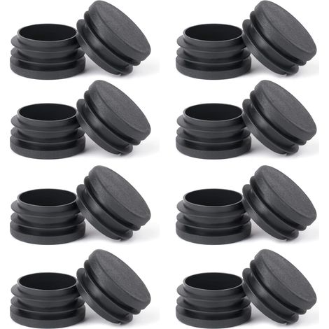 Bouchons de Pieds Ronds - 16 Pièces - Plastique PE Noir - Protection Sol et Anti-bruit - Pour Chaises Tables Canapés - Diamètre 40 mm (1/5)