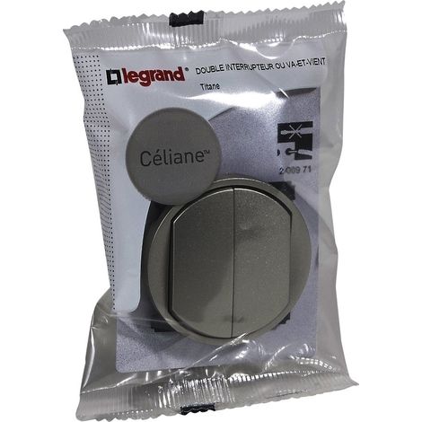 Legrand – Interrupteur va et vient composable 10A – Encastré – Plastique titane – Contrôle indépendant de 2 circuits lumineux (1/2)