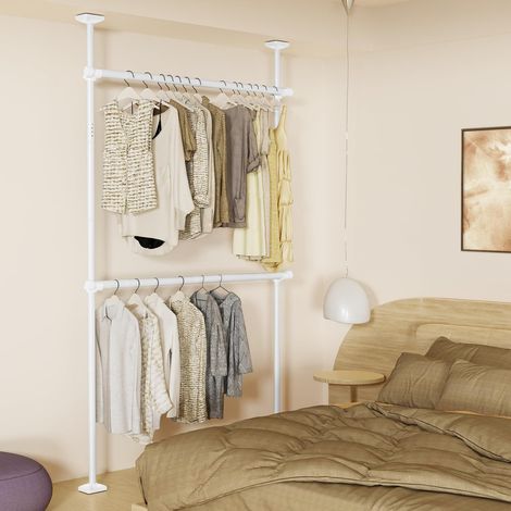 Barre de suspension télescopique réglable pour placard, tringle d'armoire, séparateur de pièce, tringle à rideau sans trous, support sans dommage, tringle à rideau 227-312 cm (A) 71-138 cm (L (1/5)