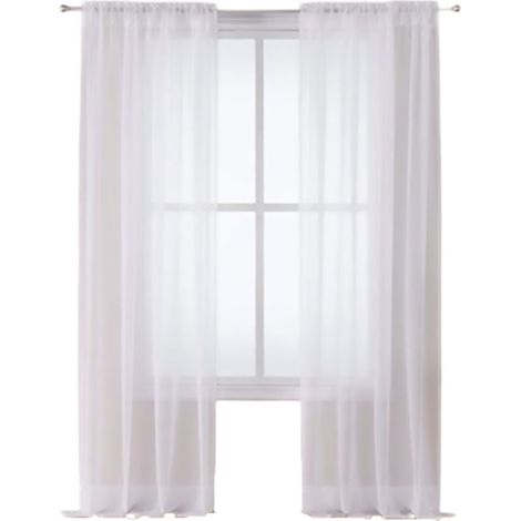 Rideaux transparents pour salon, panneaux de rideaux à œillets, chambre, voilage semi-transparent, noir (39''L x 51''H, 2 panneaux) (1/5)