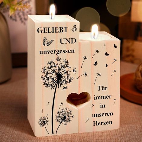 Trauergeschenk Kerzenständer Grabkerzen Grab Deko Geliebt Unvergessen (1/5)
