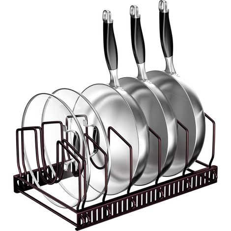 rangement couvercle casserole de Cuisine, Organiseur de Poêle avec 7 Compartiments Réglables, Porte-casseroles Support Ajustable pour Tiroir (1/4)
