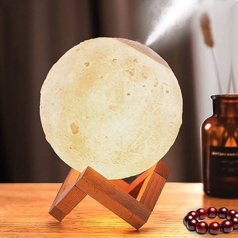 TrAdE Shop Traesio - Lampada Ad Ultrasuoni Luna Umidificatore Aromaterapia Diffusore Luce Notturna Casa - (1/5)