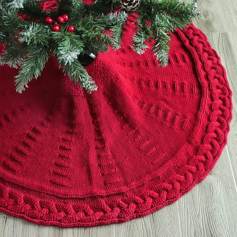 Cime de sapin de Noël tricotée : Cime de sapin rouge vif de 122 cm, épaisse torsadée, décoration rustique pour sapin de Noël (1/5)