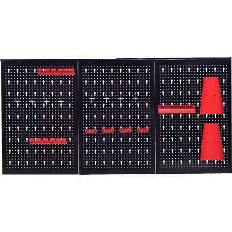 Panneau perforé mural pour outils Panneaux muraux de rangement pour outils Tableau perforé pour garage, 120x60x2cm, Noir (1/2)