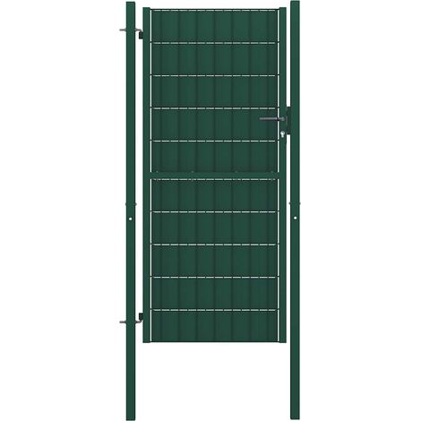 Portail de Clôture Porte Portillon Portail de jardin PVC et acier 100x204 cm Vert 47523