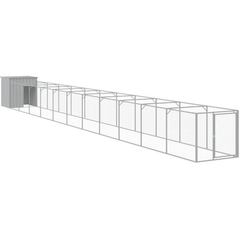 Cuccia per cani con cortile luminoso 110 x 1221 x 110 cm grigio 020043489
