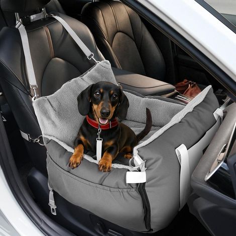 3-in-1 Hundesitz Auto & Reisebett für kleine Hunde bis 15kg, erweiterbar, waschbar, Grau (1/5)