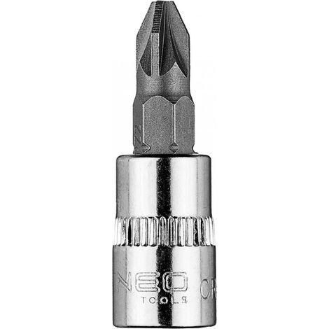 Punta de destornillador PZ2 con casquillo de 1/4", corta, 37 mm (1/5)