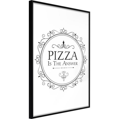 Affiche Murale Encadrée "Pizza" 40 x 60 cm Noir
