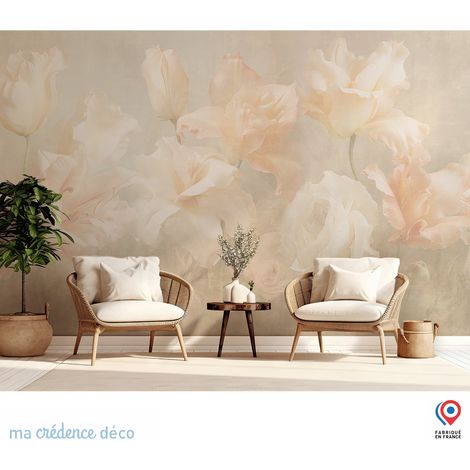 Papier peint : Roses et aquarelle 2 - Intissé - 300 cm - 280 cm (1/5)