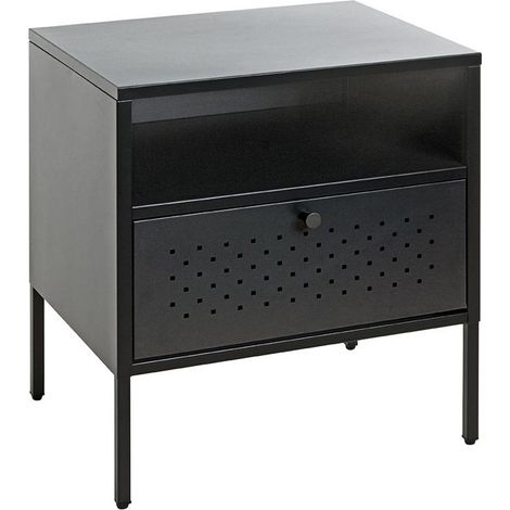 Table de Chevet 1 Tiroir "Boston" 50cm Noir (1/5)