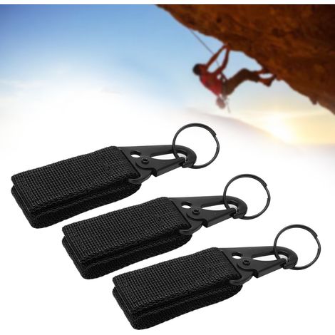 3 Pièces Mousquetons d'Escalade Adhésifs, Durables et Portables - Outils de Camping Compacts pour Randonnée et Plein Air, Noir