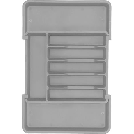 Rangement Tiroir Extensible Organisateur Couverts Ustensiles de Cuisine Plateau Compartimenté Gris (1/5)