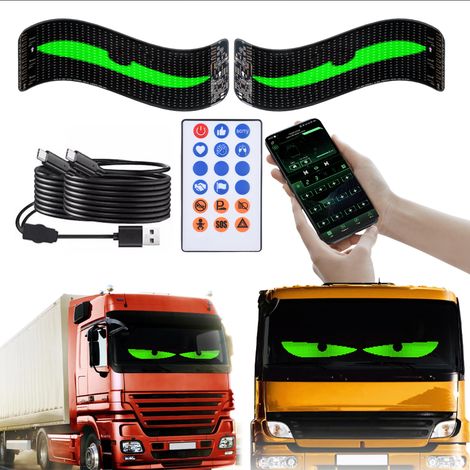 Pantalla LED a color programable y flexible de 13,39 x 3,94 pulgadas, controlable mediante aplicación/control remoto para automóvil, negocio o evento. (1/5)