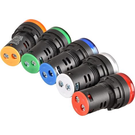 AD16-22D/S26 LED-Anzeigeleuchten rot grün gelb blau weiß 22 mm Durchmesser 220 V AC 20 mA 5 Stück (1/5)